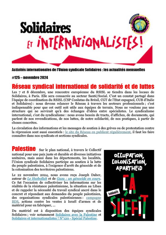 Solidaires et Internationaliste n°125 - couverture