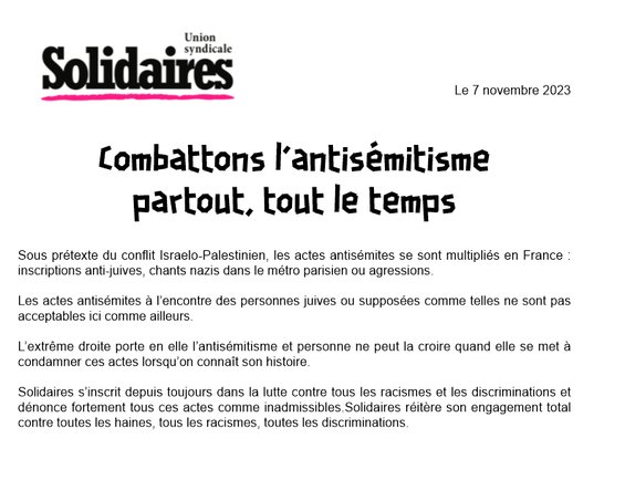 2023-11-07 Combattons l'antisémistisme