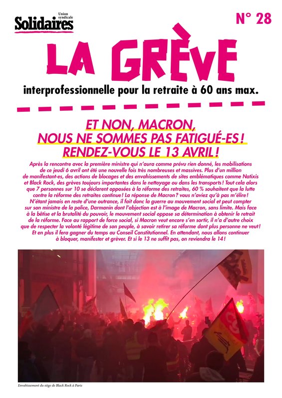 LA GREVE : Interprofessionnelle pour la retraite à 60 ans