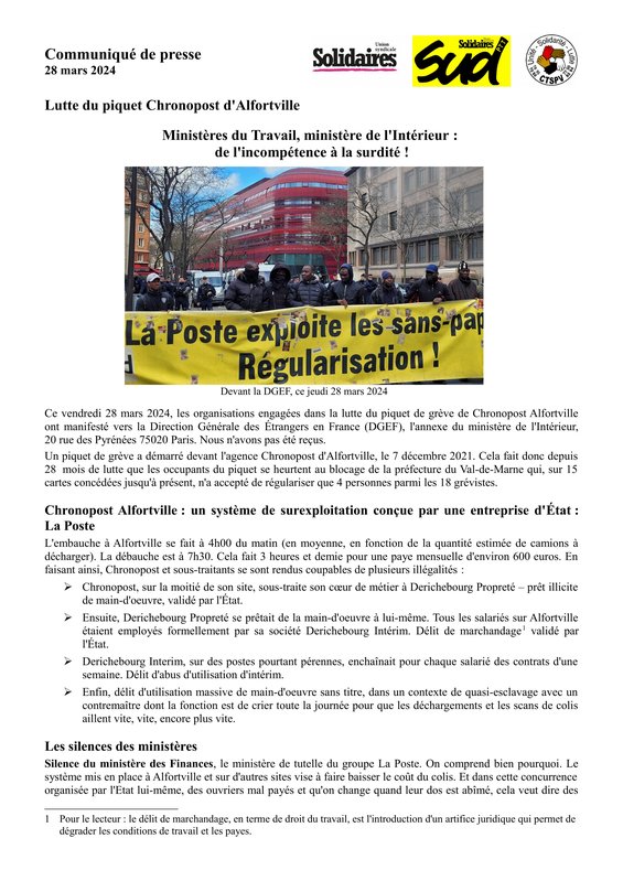 240328 SUD PTT Solidaires CTSPV communiqué après manifestation vers la DGEF-1