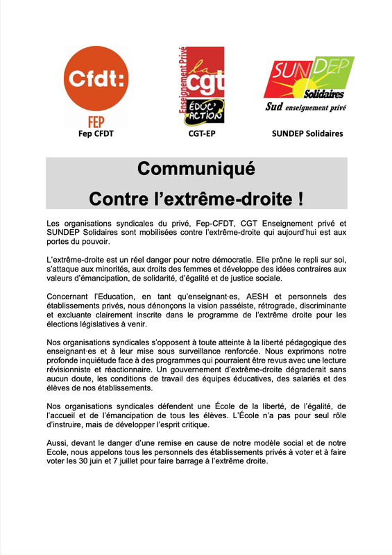 Communiqué contre ED IS du privé Sundep Solidaires