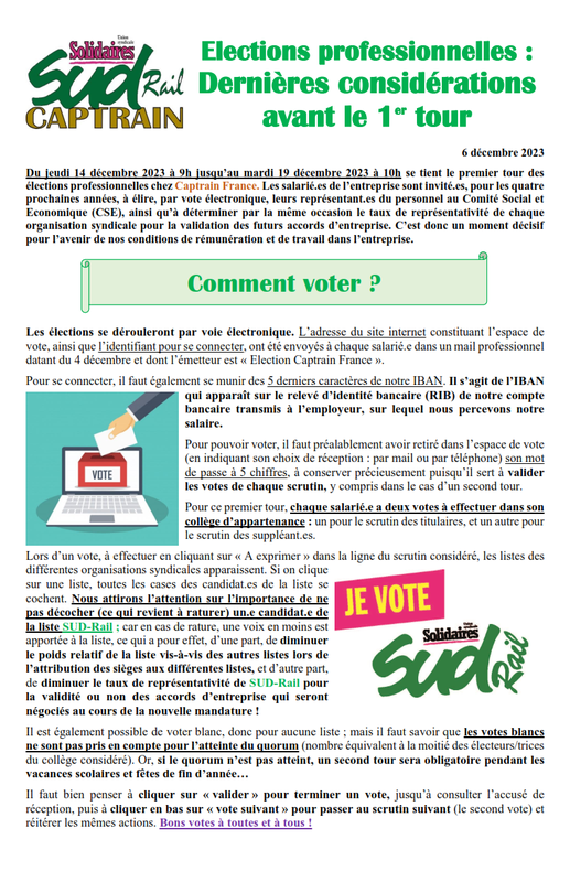 Elections professionnelles - Dernières considérations avant le 1er tour_001