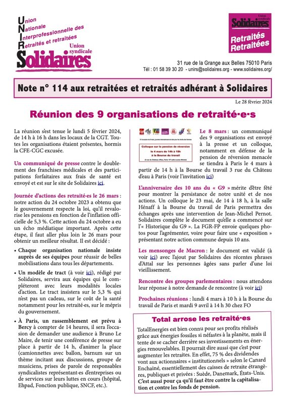 Note Unirs 114 fevrier 24 1