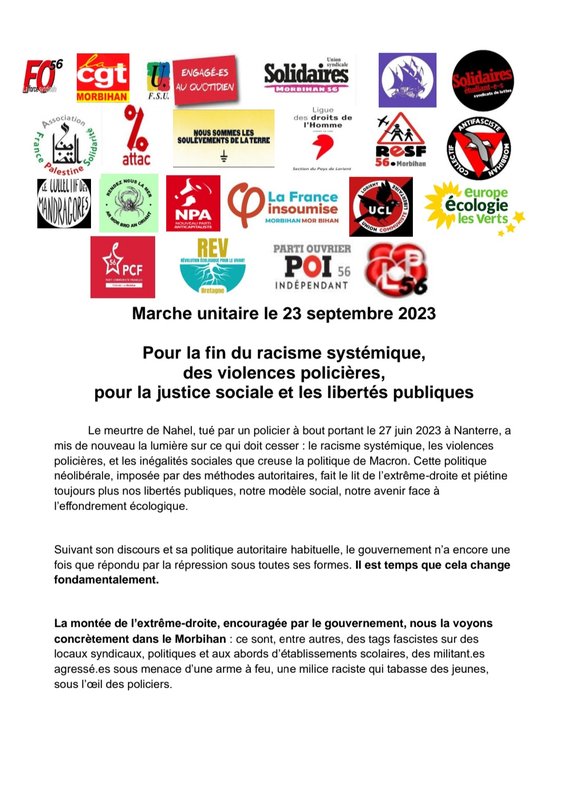 Appel Départemental Unitaire Morbihan 23.09.2023