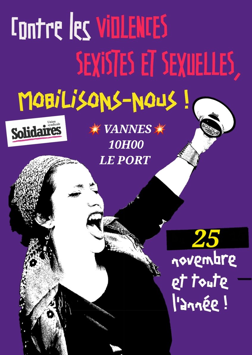 Manifestation à Vannes à 10h le 25 novembre contre les violences sexistes et sexuelles