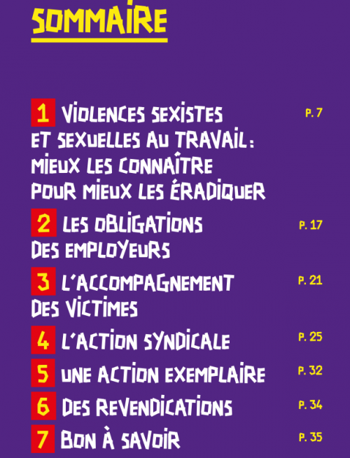 Sommaire guide contre violences sexistes et sexuelles