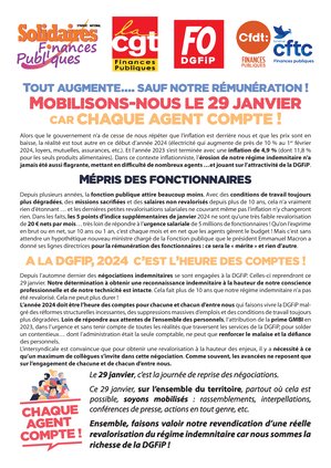 Tout augmente...sauf notre rémunération. Mobilisons-nous le 29 janvier.