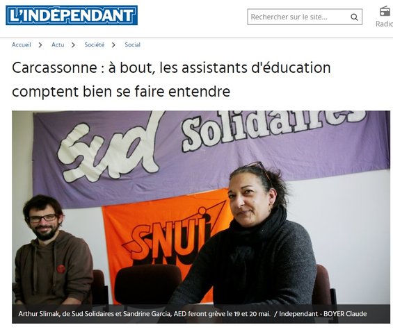 article du journal l&#x27;Indépendant du17 avril 2021