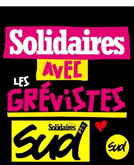 sud ptt solidaires avec grevistes